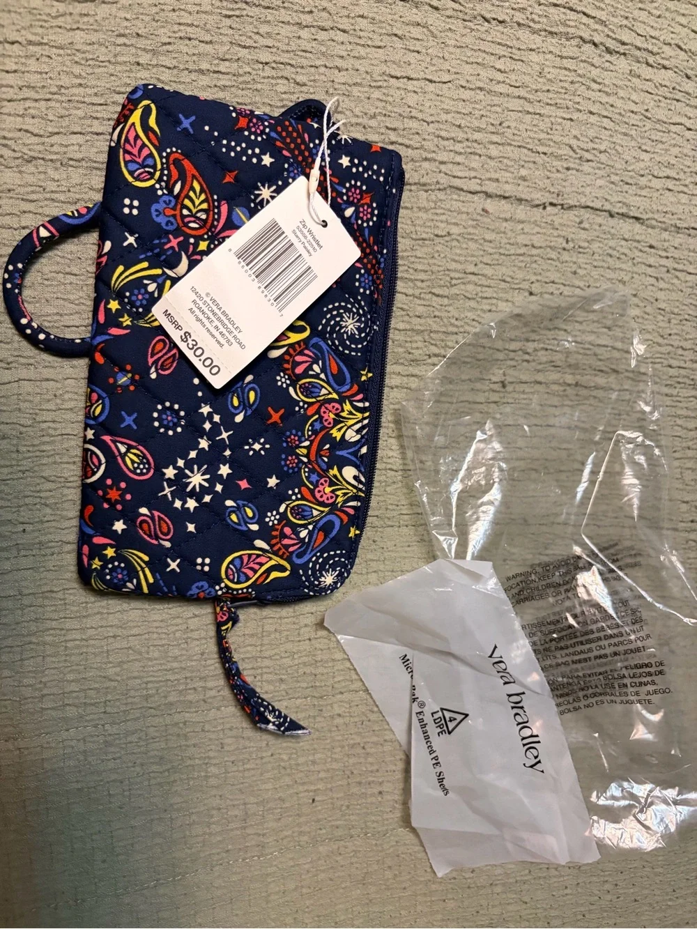 Vera Bradley Navy Starry Paisley Wristlet Phone Pouch